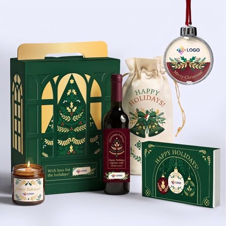 Gift box – Christmas edition with products personalised with a logo and message