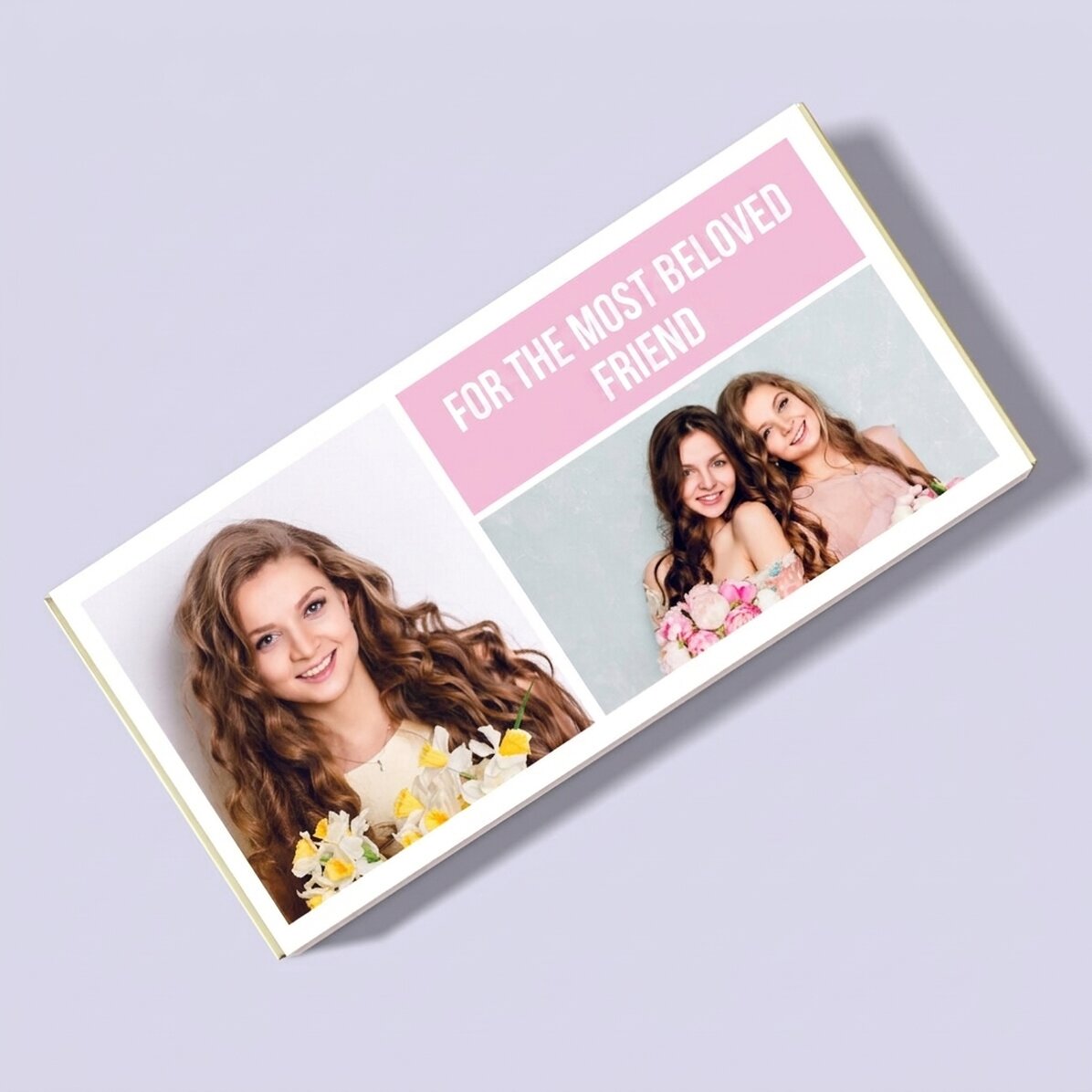 Personalised chocolate with 2 photos and text