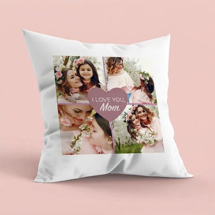Personalised cushion with 4 photos and text