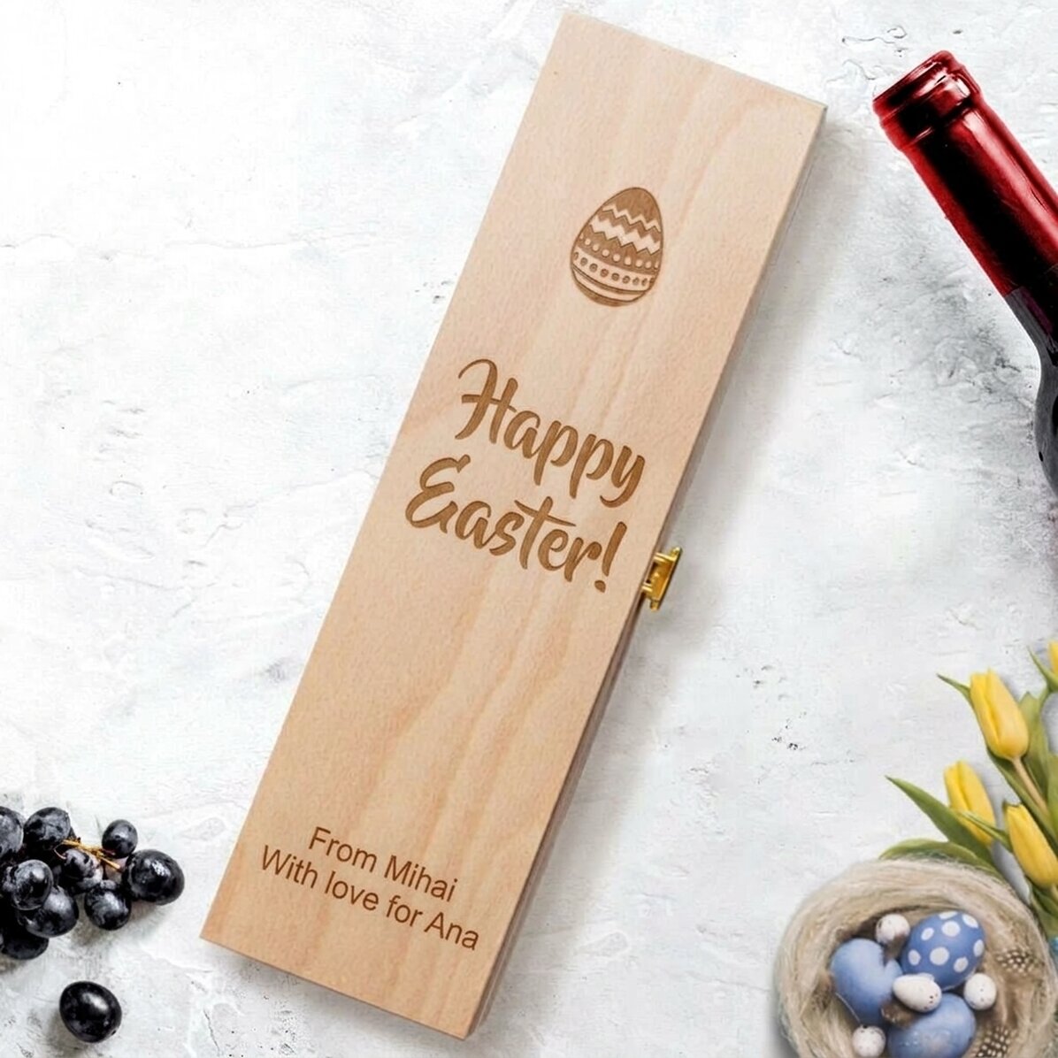 Personalised wine box - Happy Easter