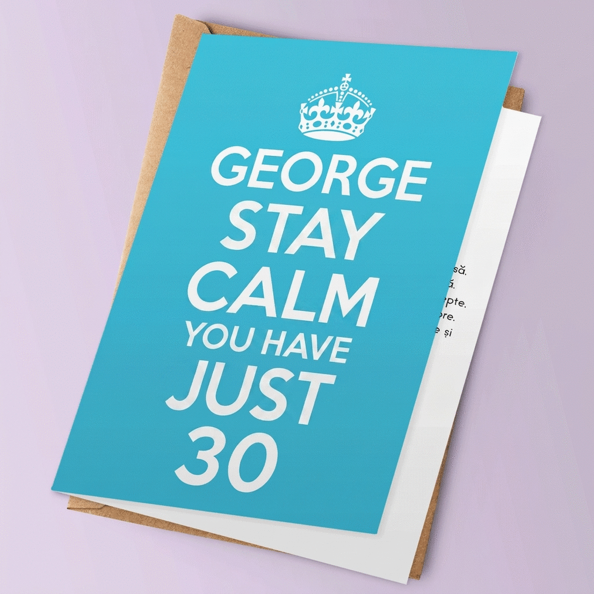 Personalised greeting card - STAY CALM