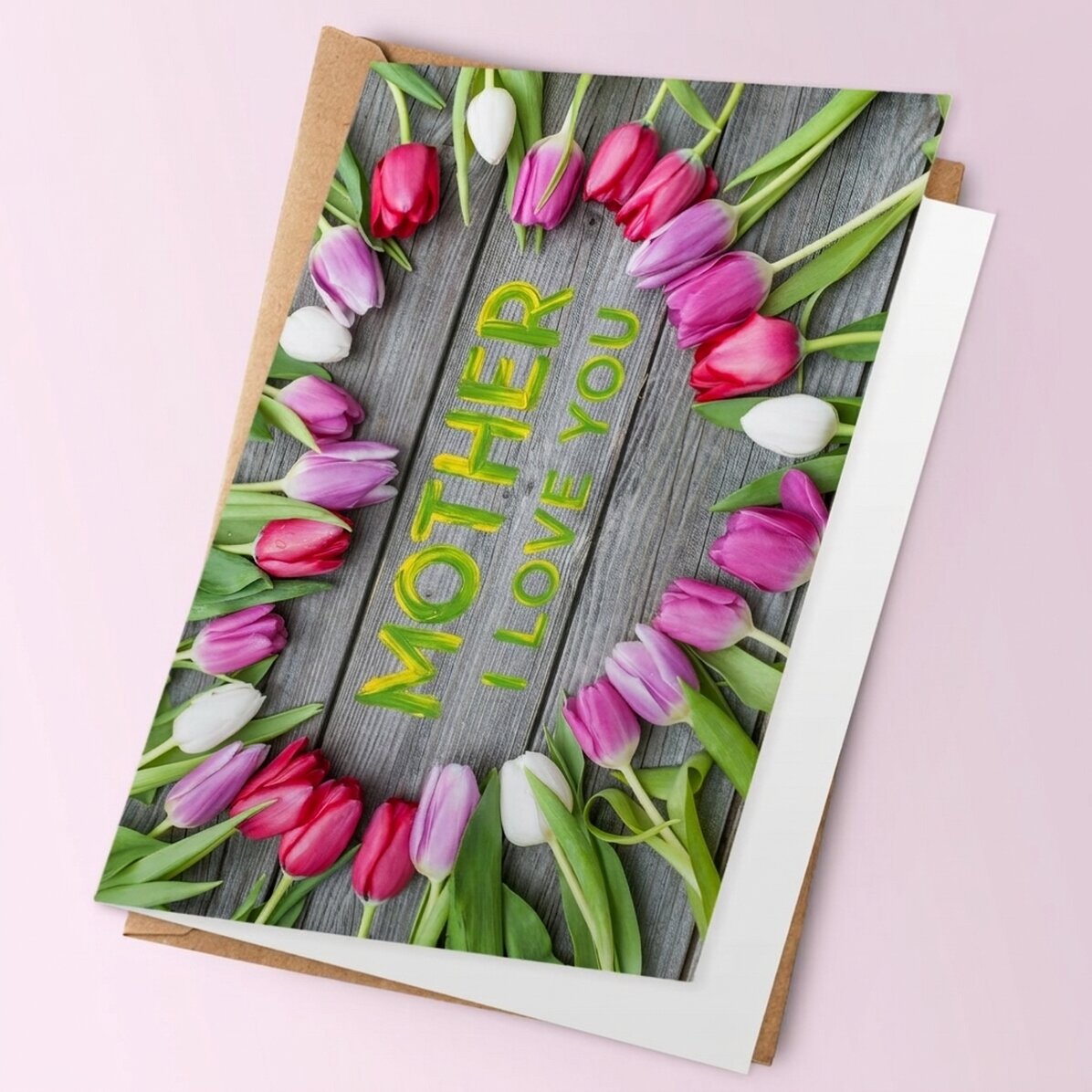 Personalised spring flowers greeting card - tulips