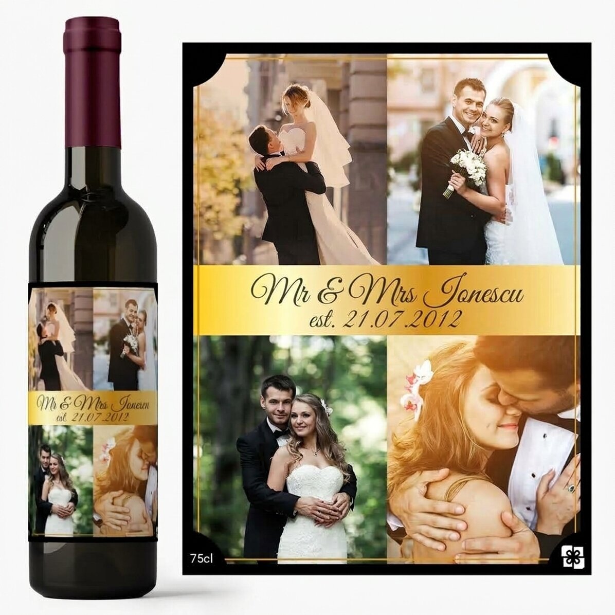 Personalised wine with 4 photos for couples