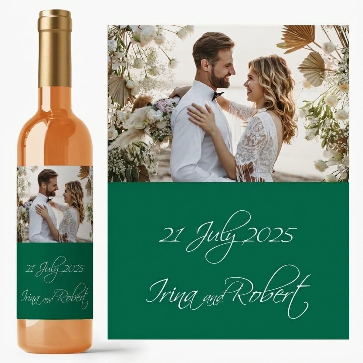 Personalised wine with a photo for the wedding