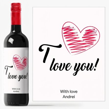 Personalised wine - I love you