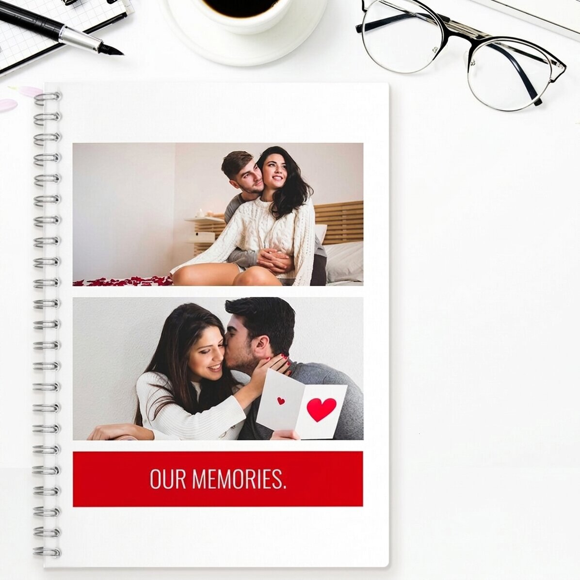 Personalised notebook with 2 photos and text