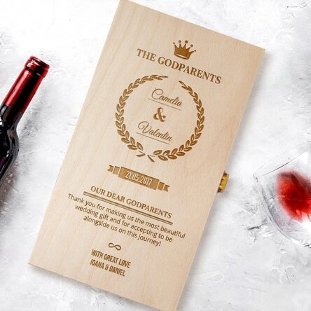 Personalised wine box for two bottles for godparents