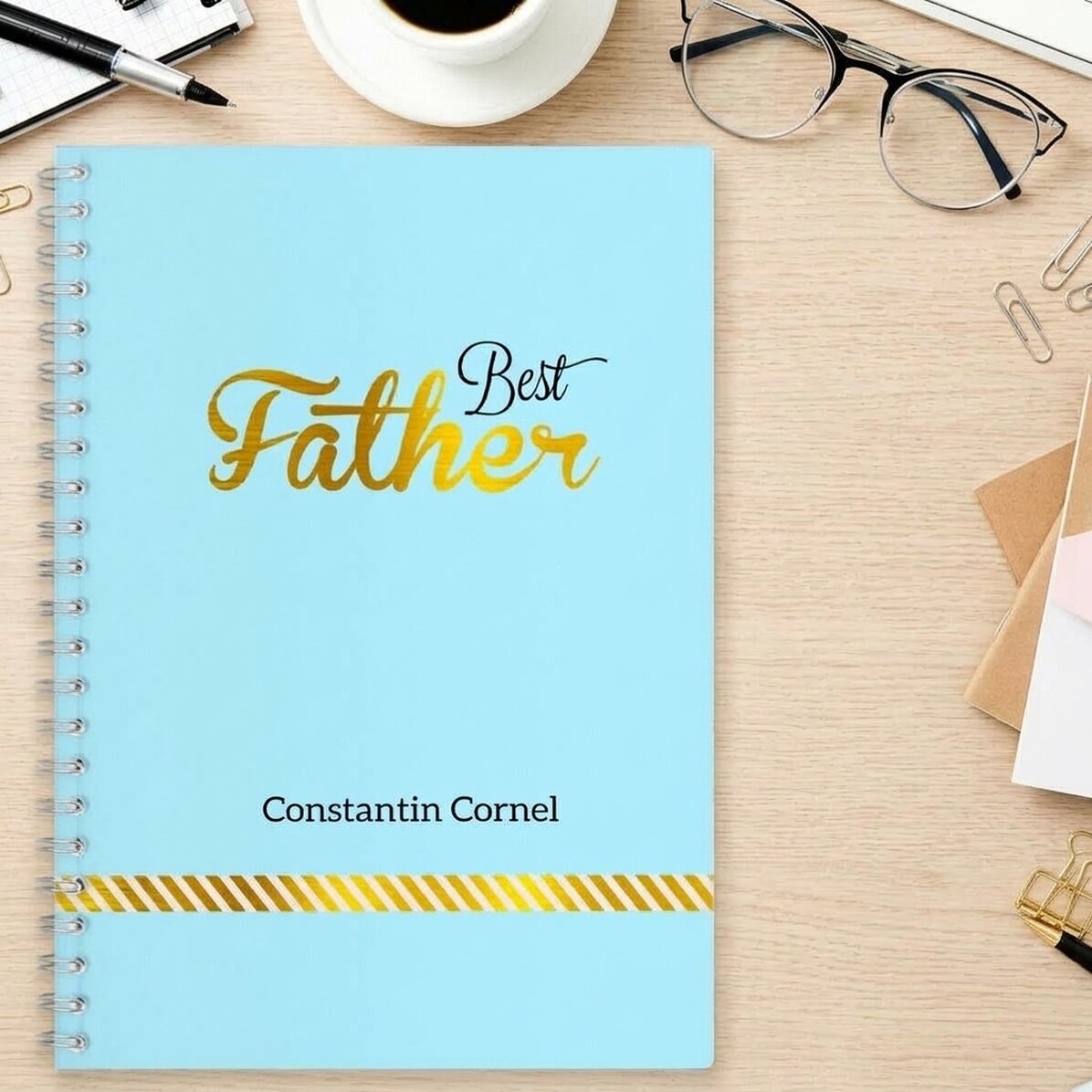Personalised notebook - Best Father, Blue