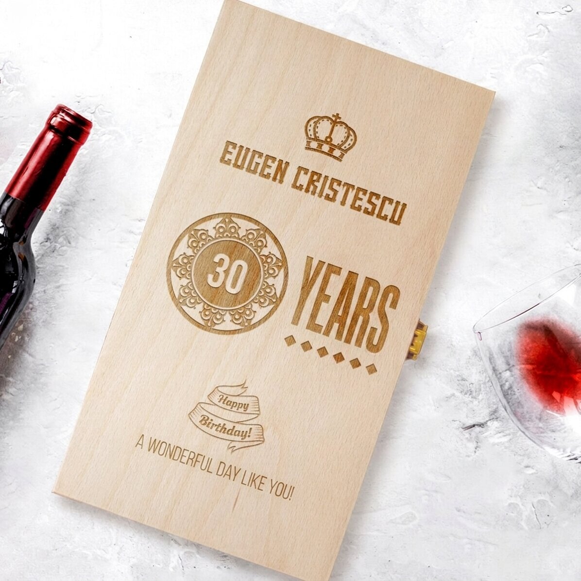 Personalised wine box for two bottles - Happy Birthday!