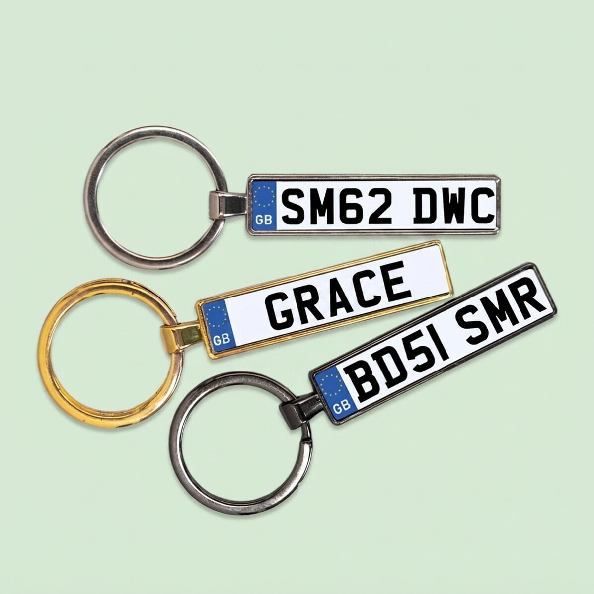 Personalised keyring with UK car number plate