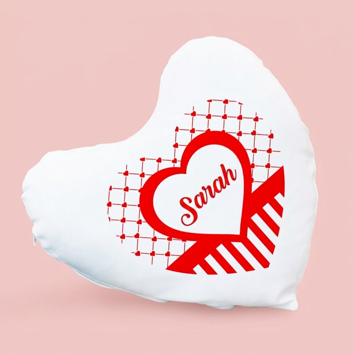 Personalised heart-shaped cushion with love name