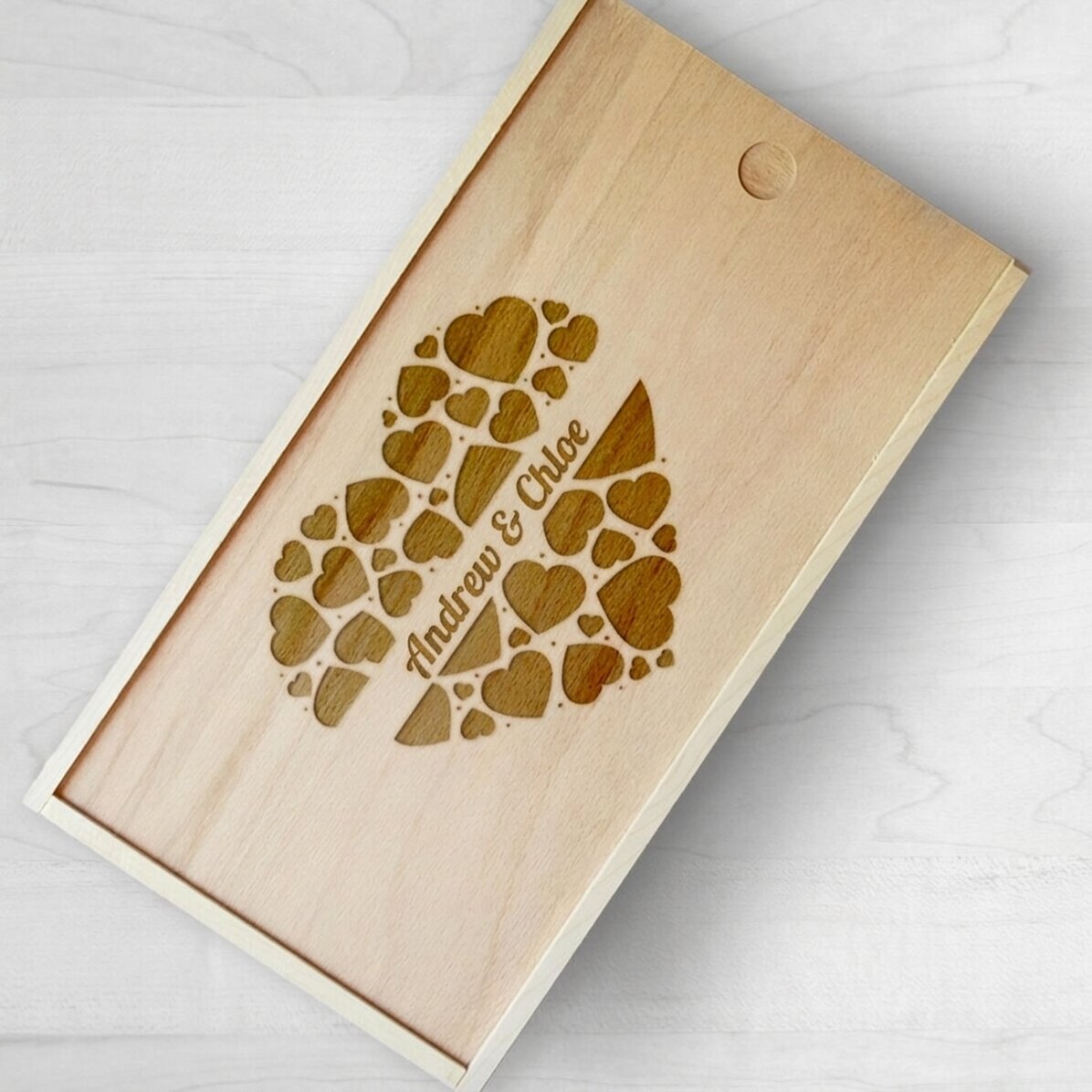 Personalised wooden gift box with your names