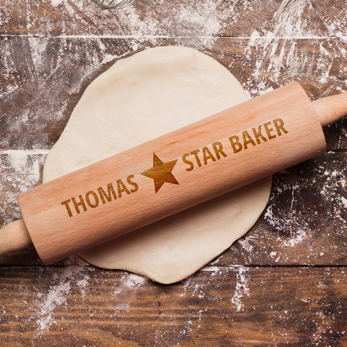 Personalised wooden rolling pin - Star Baker