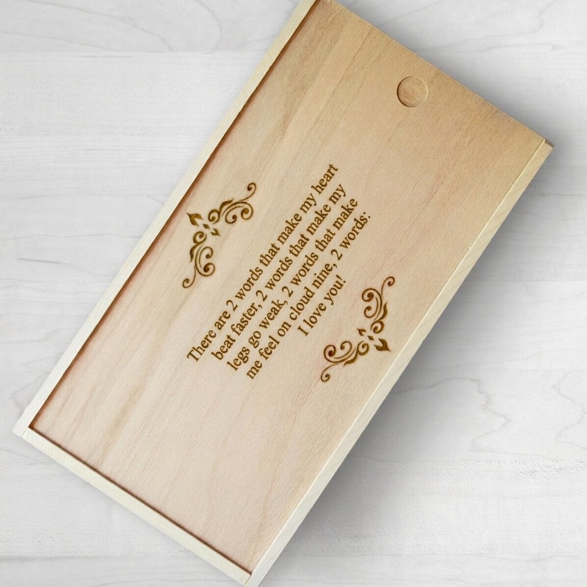 Personalised wooden gift box with message