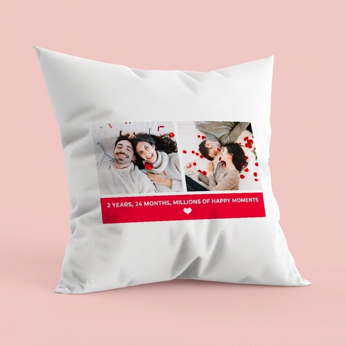 Personalised cushion with 2 photos and text
