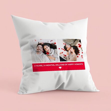 Personalised cushion with 2 photos and text