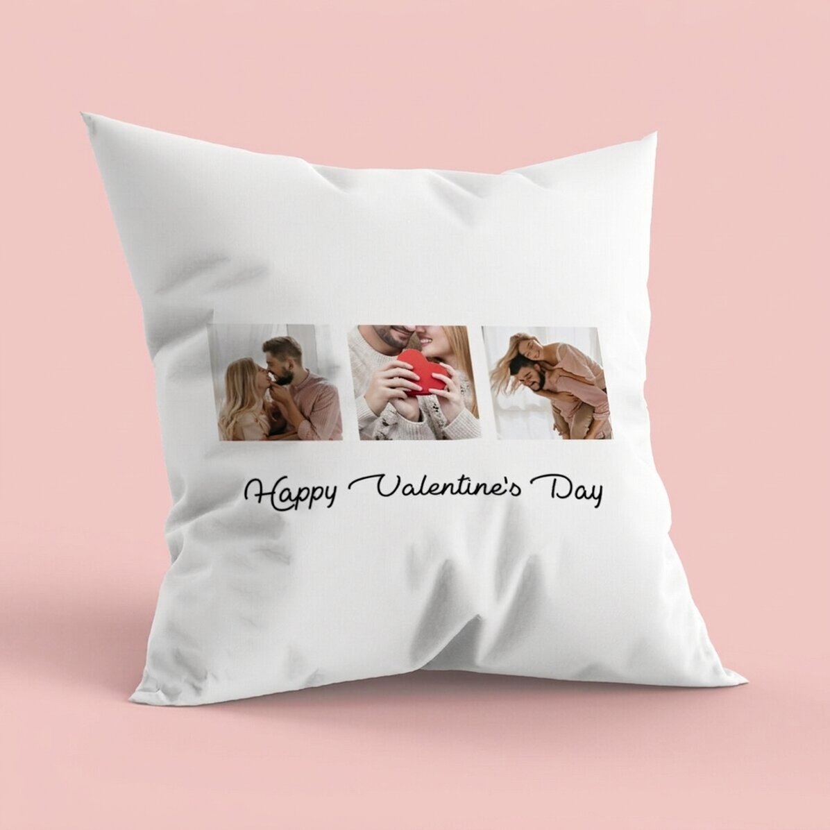 Personalised cushion with 3 photos and text