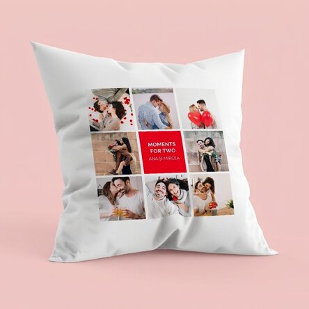 Personalised cushion with 8 photos and text