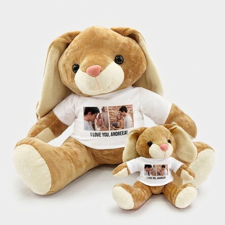 Personalised bunny with 2 photos and text