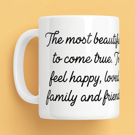 Personalised mug with text