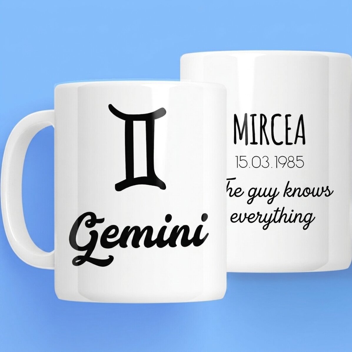 Personalised zodiac mug with text - Gemini