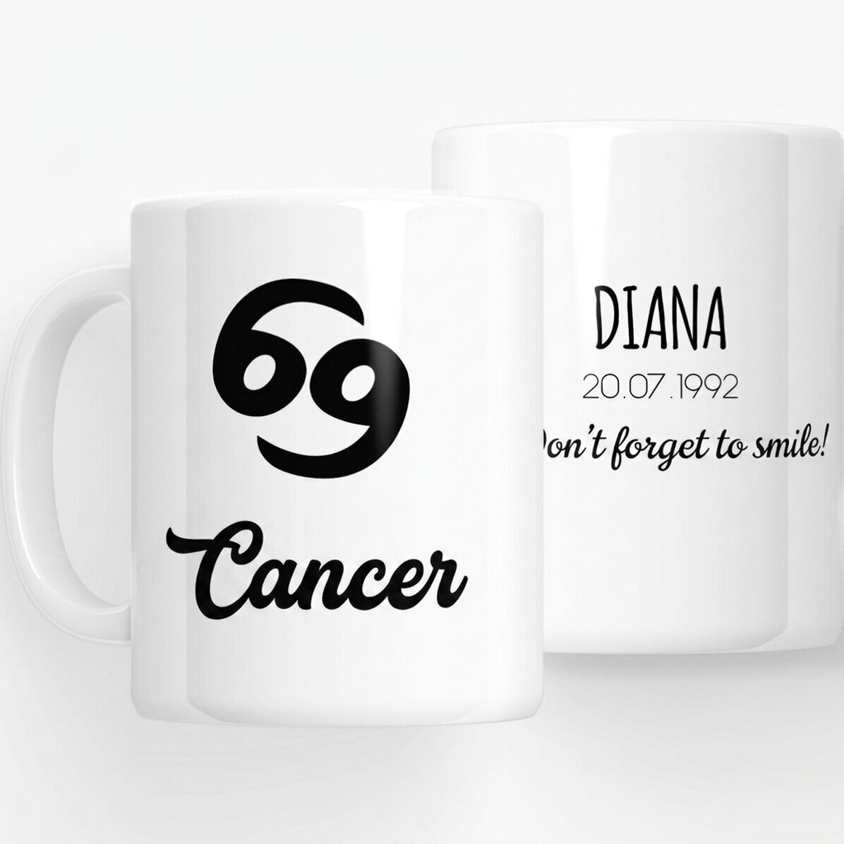 Personalised zodiac mug with text - Cancer