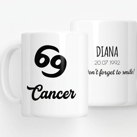 Personalised zodiac mug with text - Cancer
