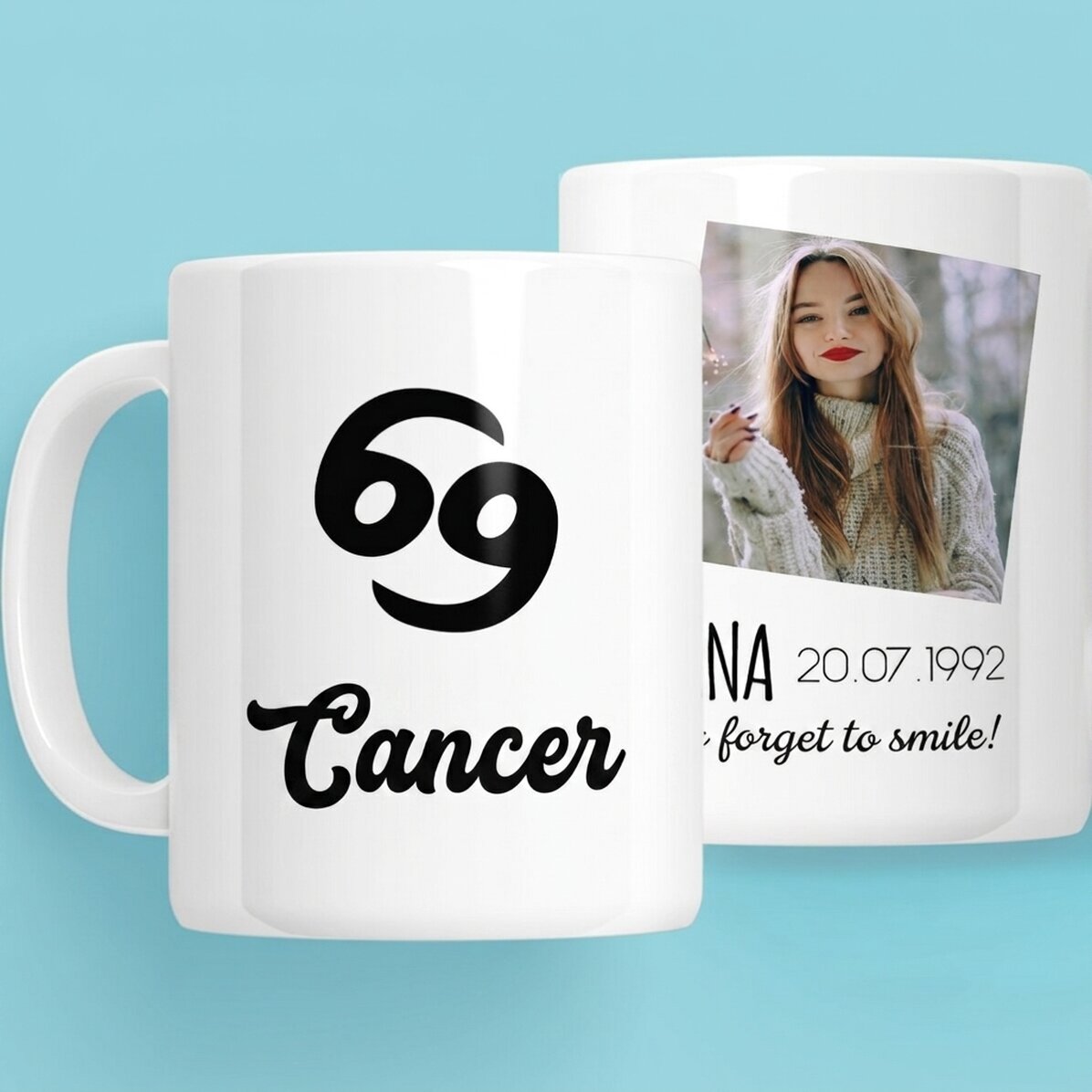 Personalised zodiac mug with photo and text - Cancer