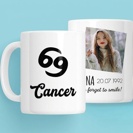 Personalised zodiac mug with photo and text - Cancer