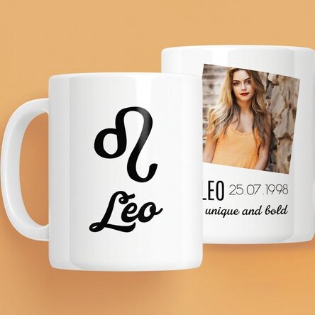 Personalised zodiac mug with photo and text - Leo
