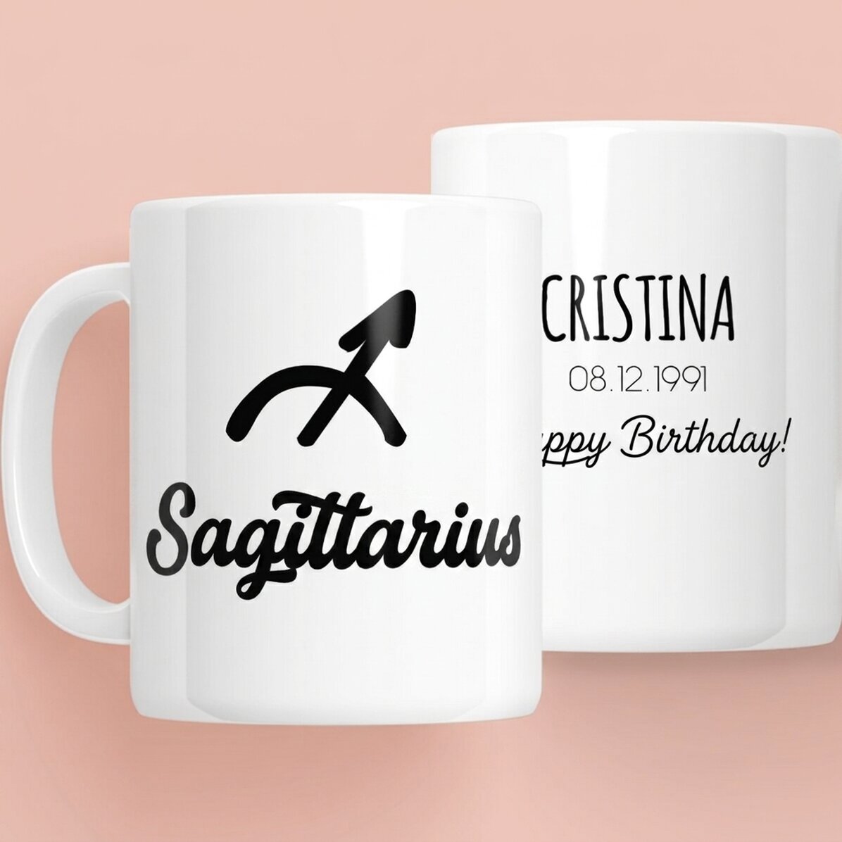 Personalised zodiac mug with text - Sagittarius