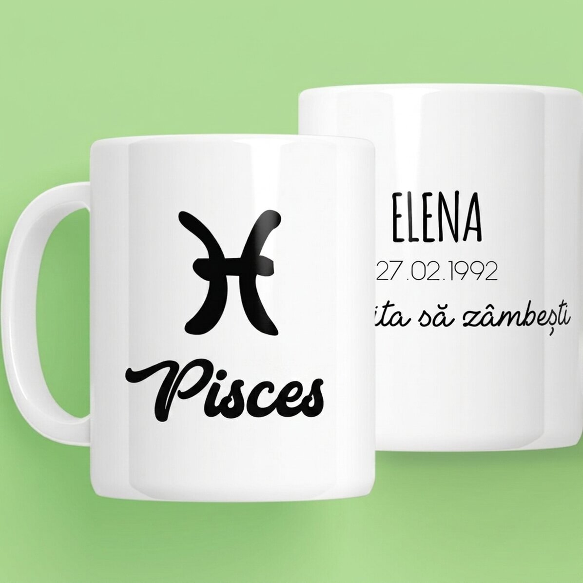 Personalised zodiac mug with text - Pisces