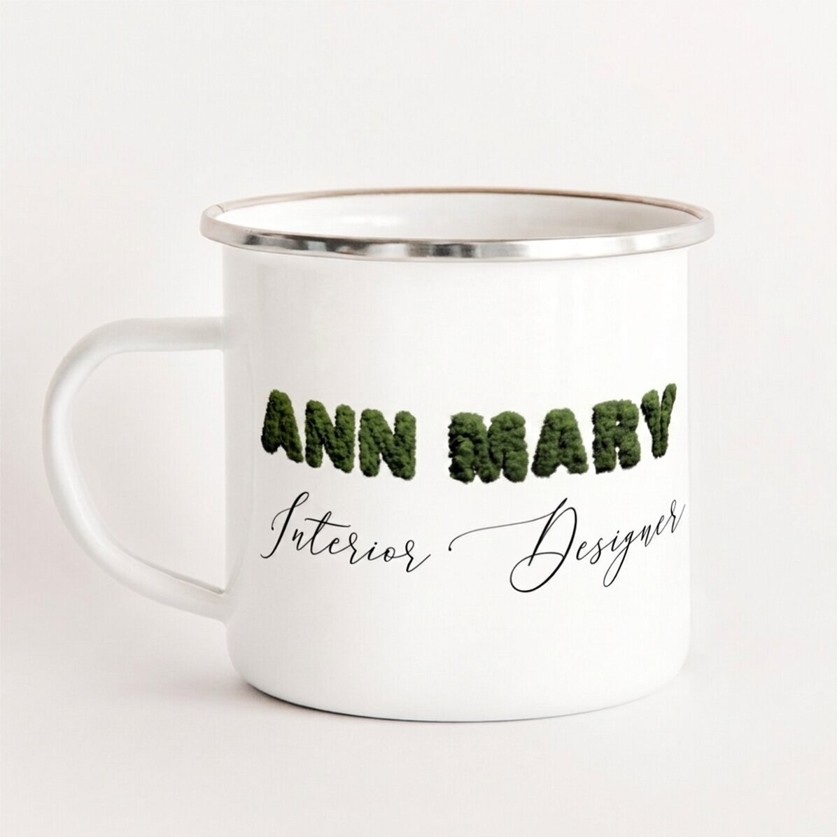 Customised enamel metal mug for designers