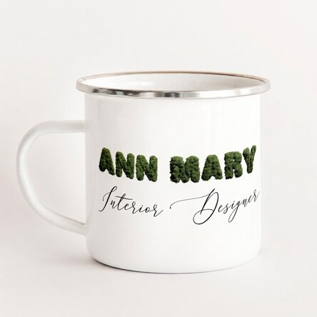 Customised enamel metal mug for designers