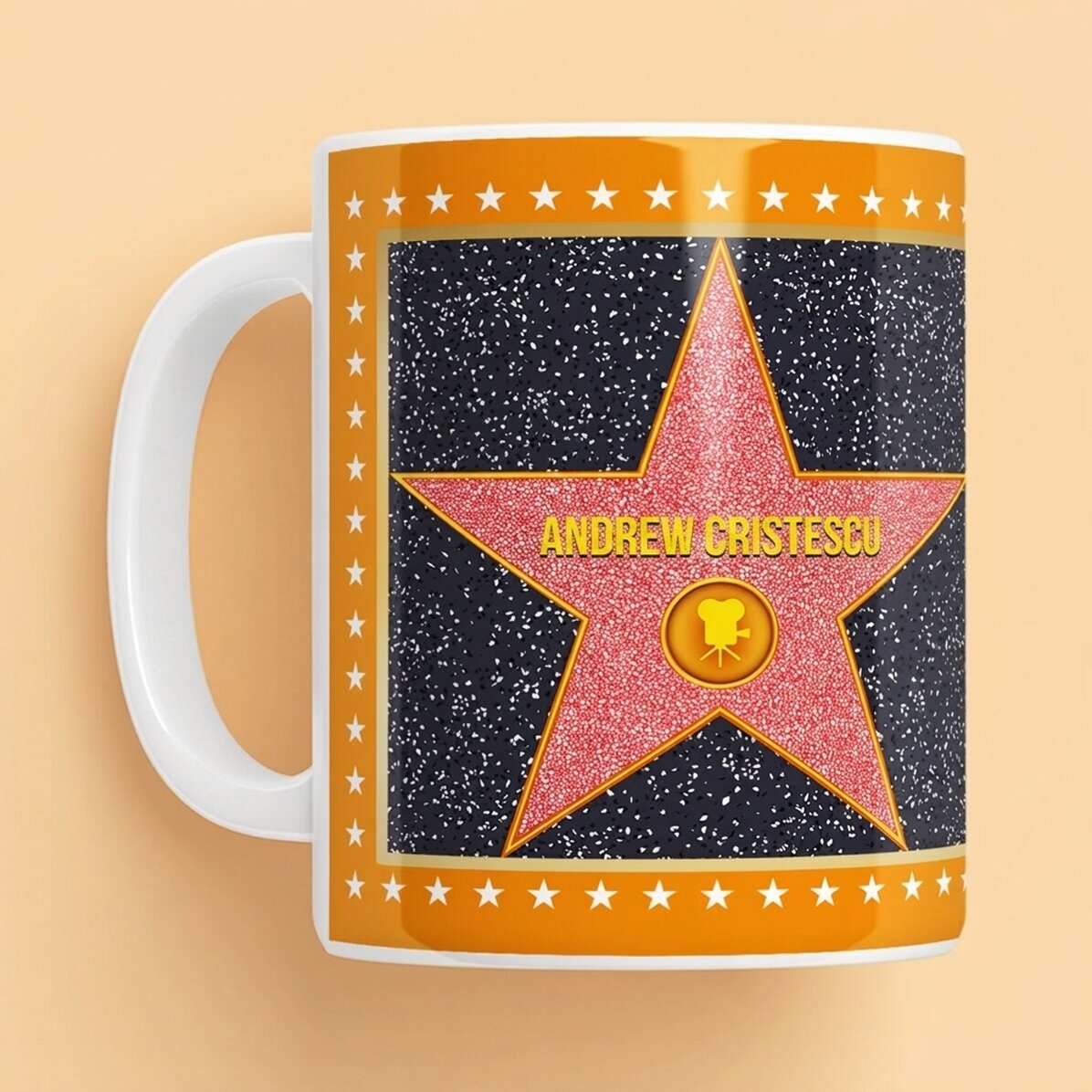 Personalised mug with a photo - Star of Gratitude, orange background