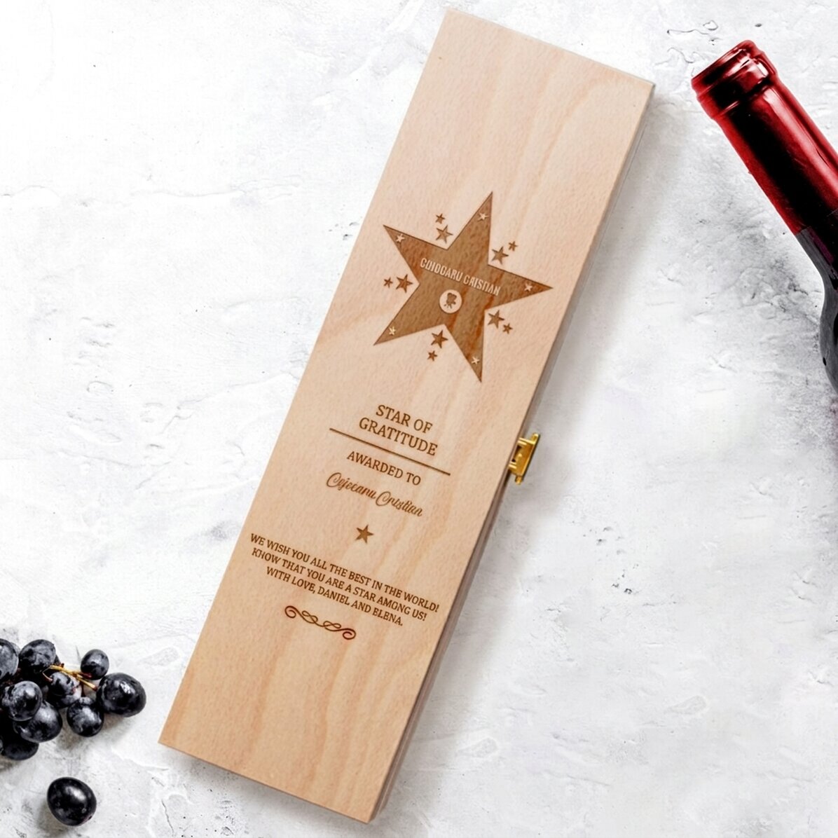 Personalised wine box - Star of gratitude