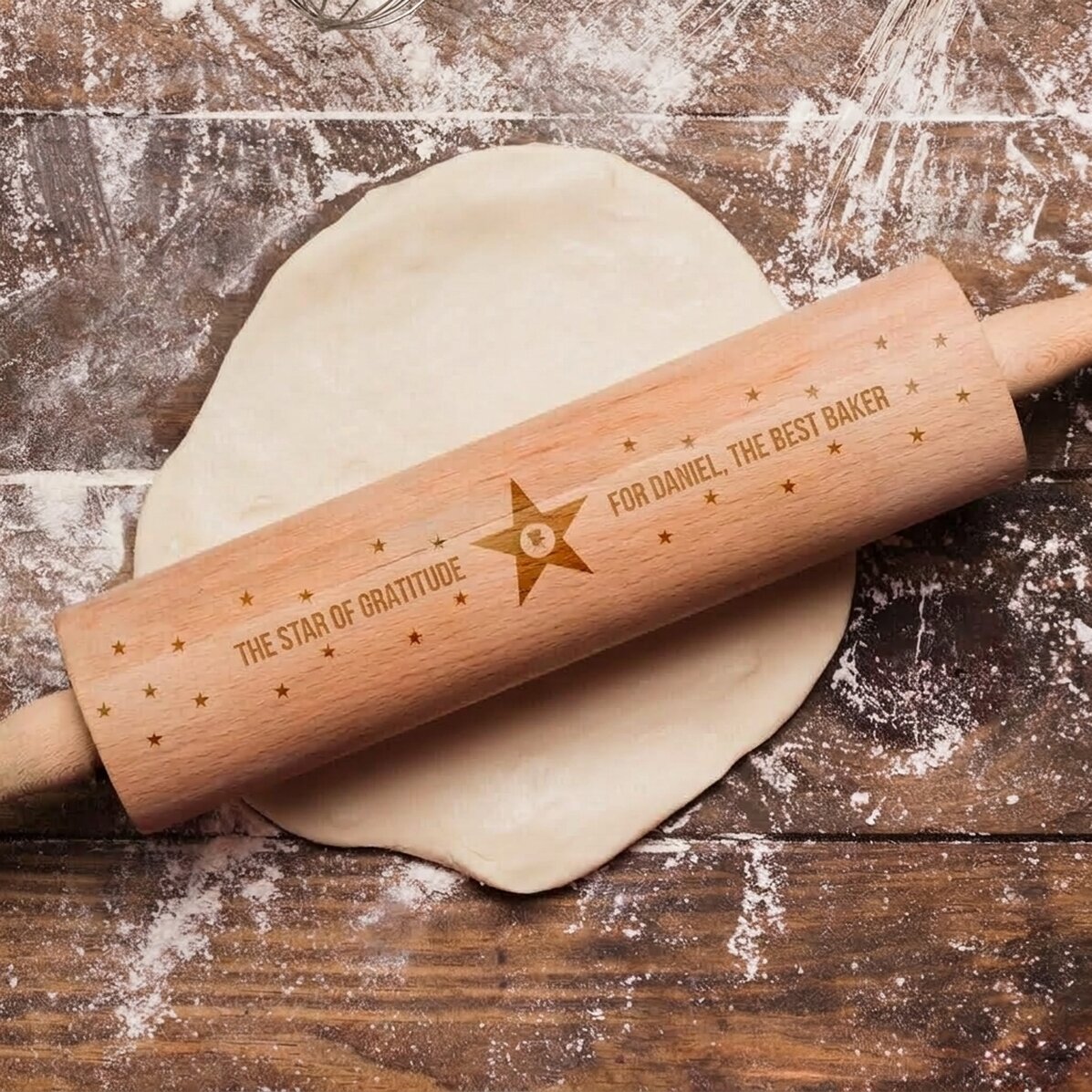Personalised wooden rolling pin - Star of gratitude