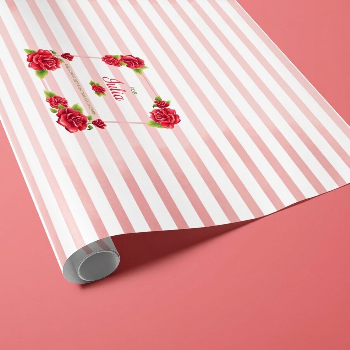 Personalised gift wrapping paper - rose pattern