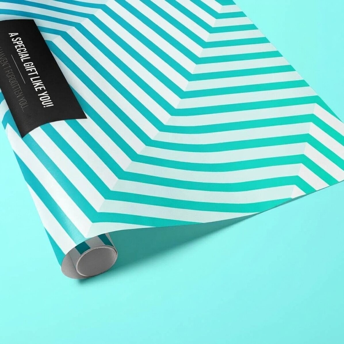 Personalised gift wrapping paper - blue gradient pattern with black border text