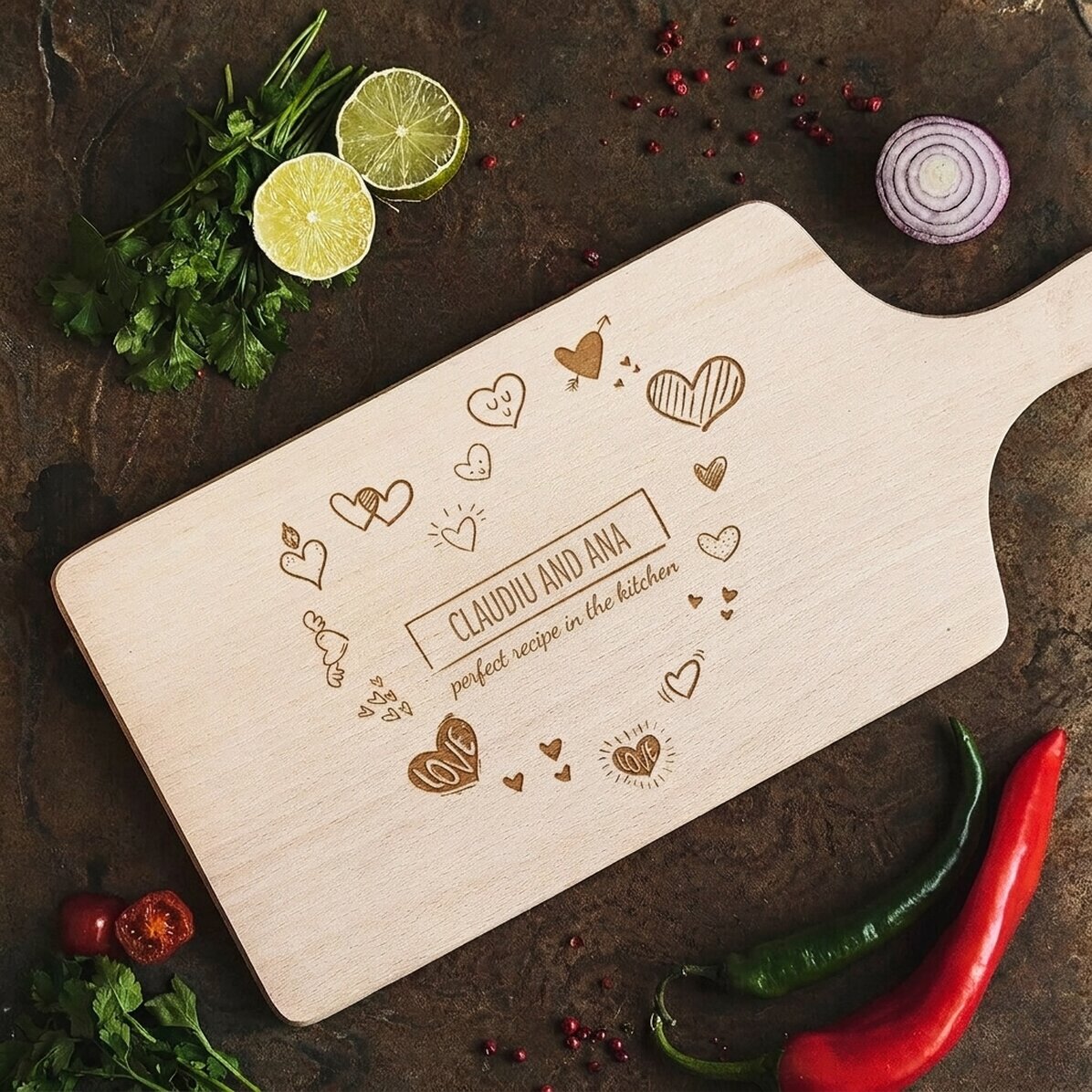 Personalised Chopper - Couple Hearts