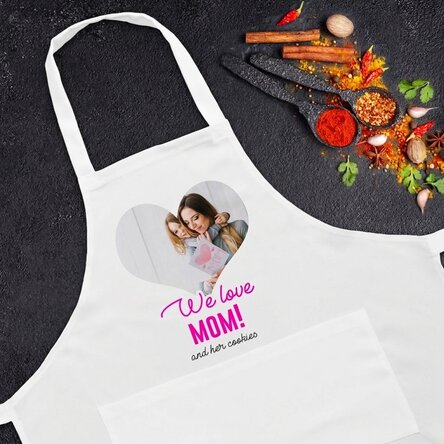 Personalised apron with a photo and text - We Love