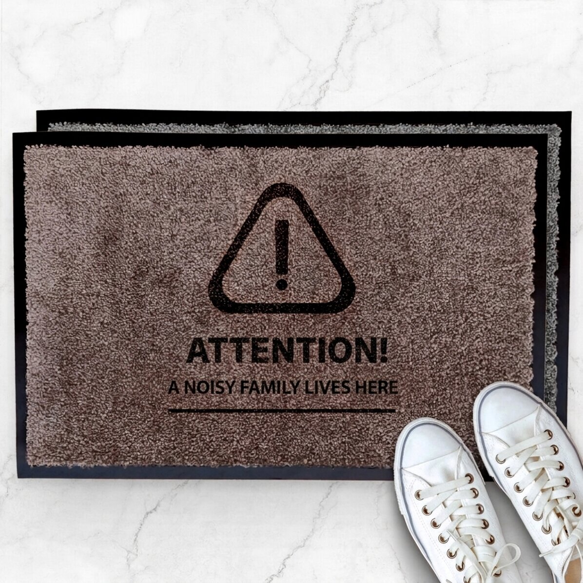 Customised indoor entrance mat - Attention!