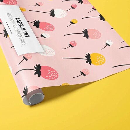 Personalised gift wrapping paper with text - Pink Autumn