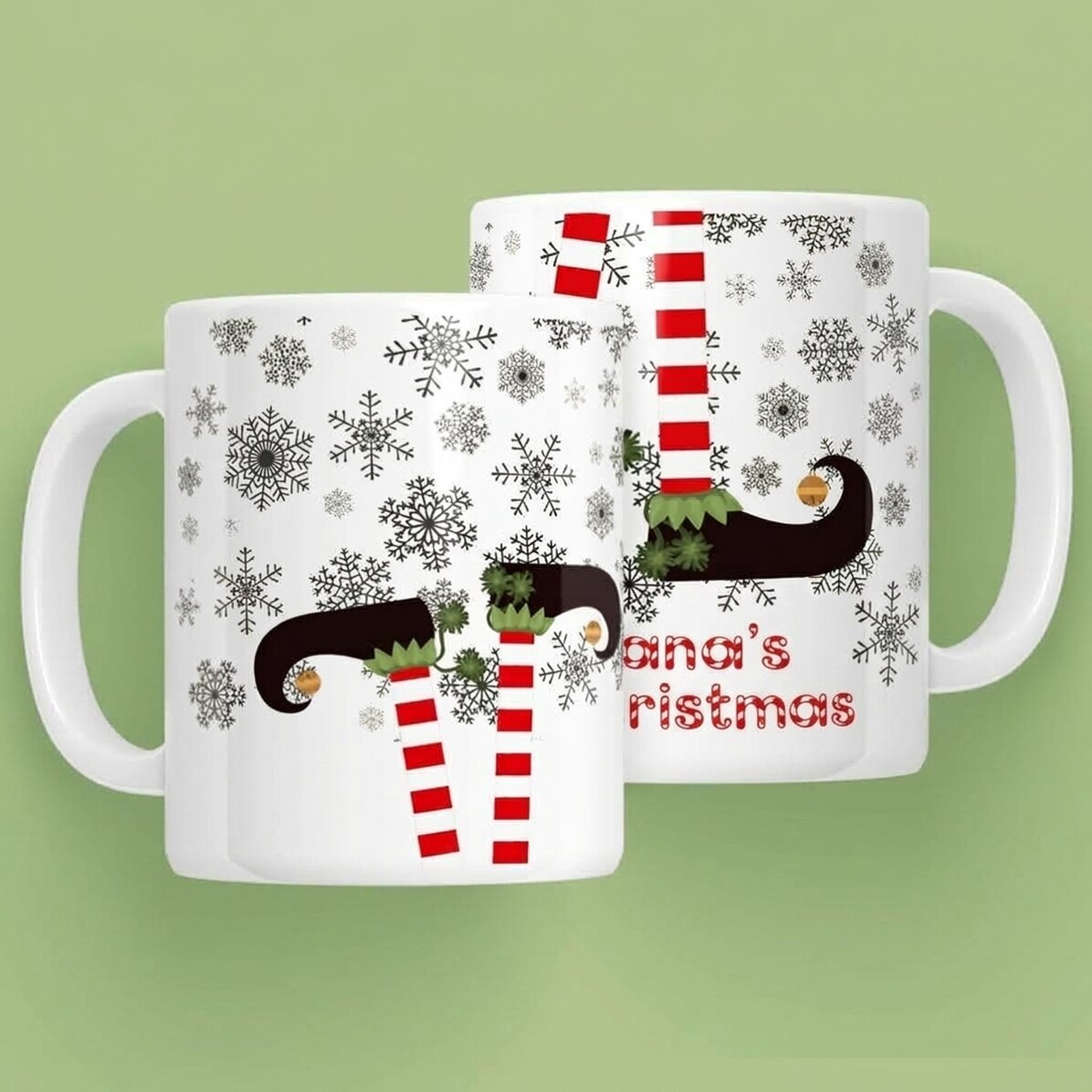 Personalised Elf mug with text - Christmas design