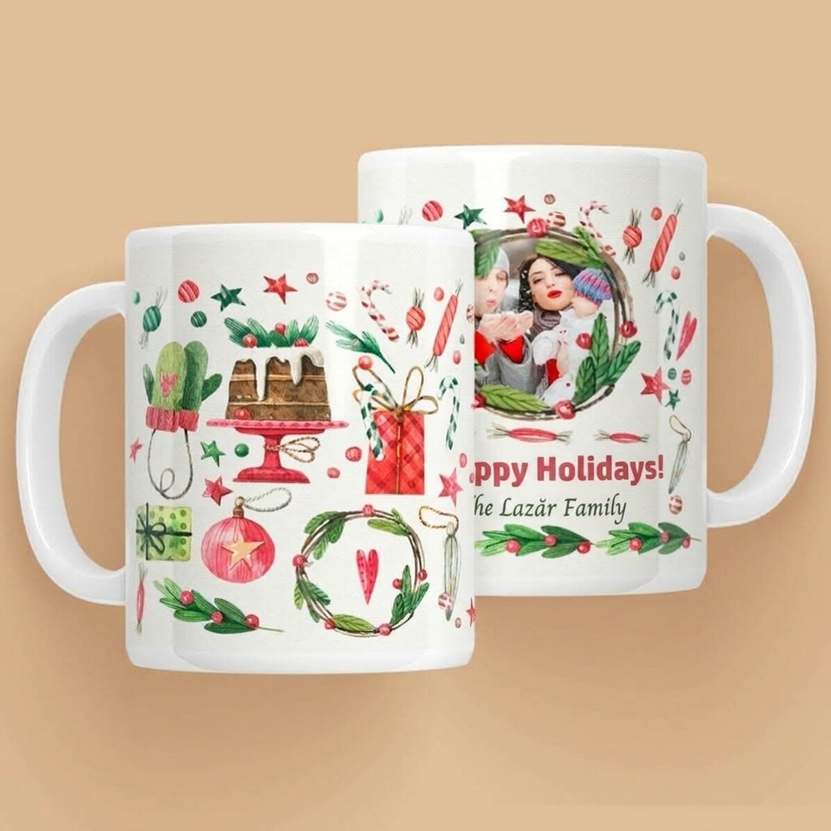 Personalised mug with photo and text - Christmas design