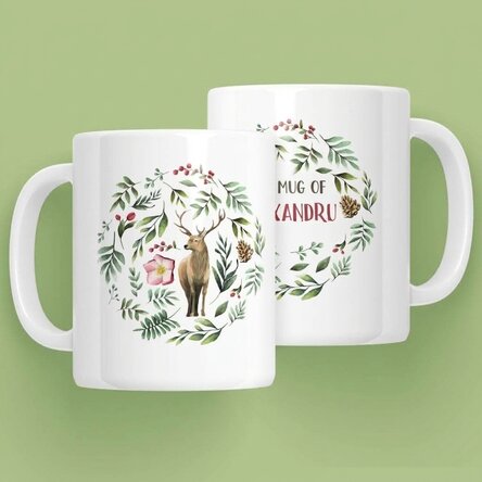 Personalised mug with reindeer for him - Christmas design
