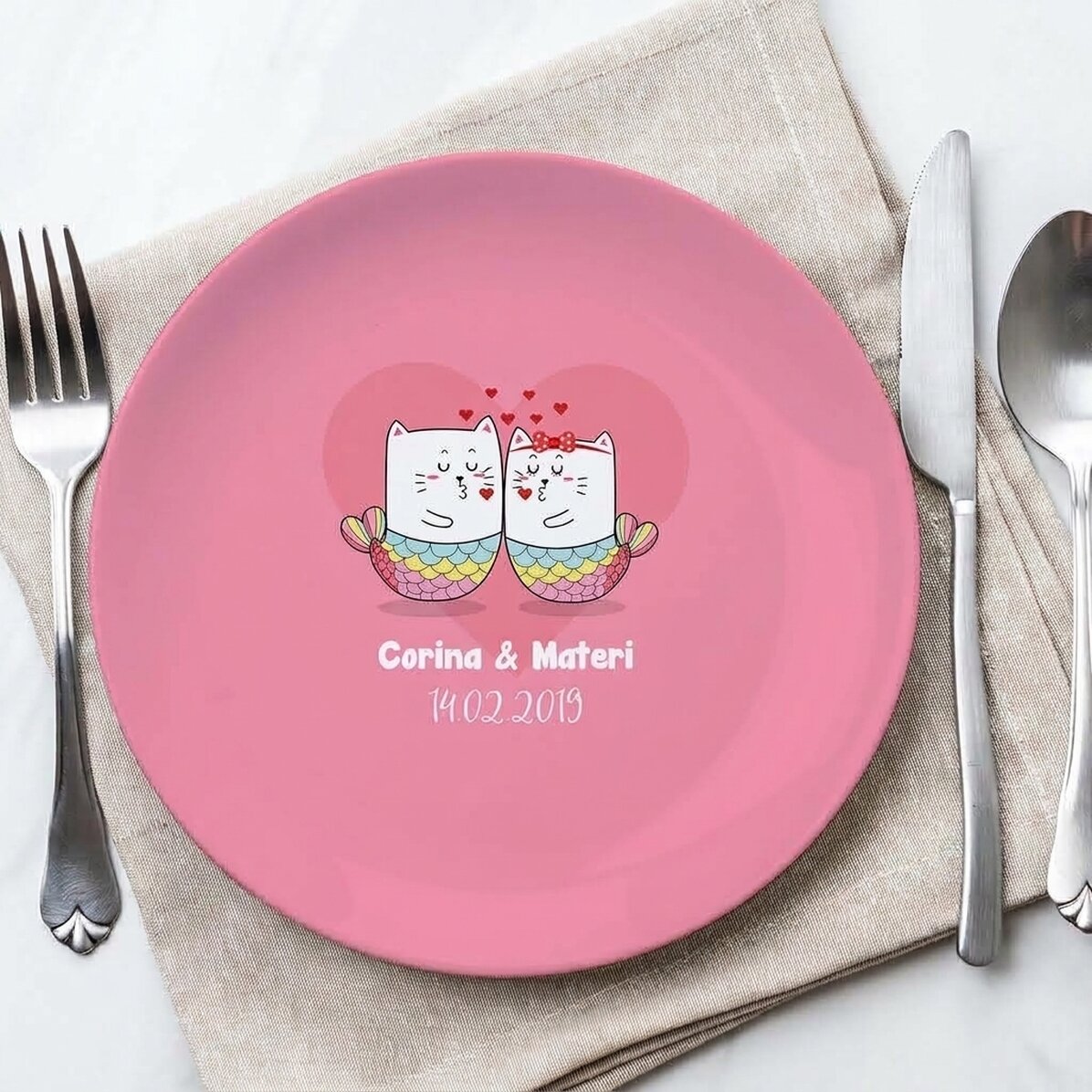 Personalised plate with text - Love cats