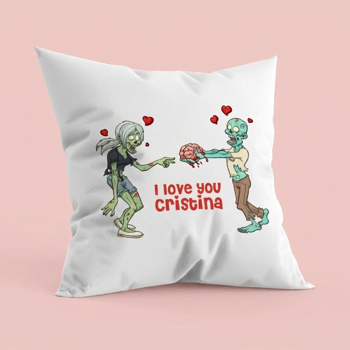 Personalised cushion with text - Zombie Love