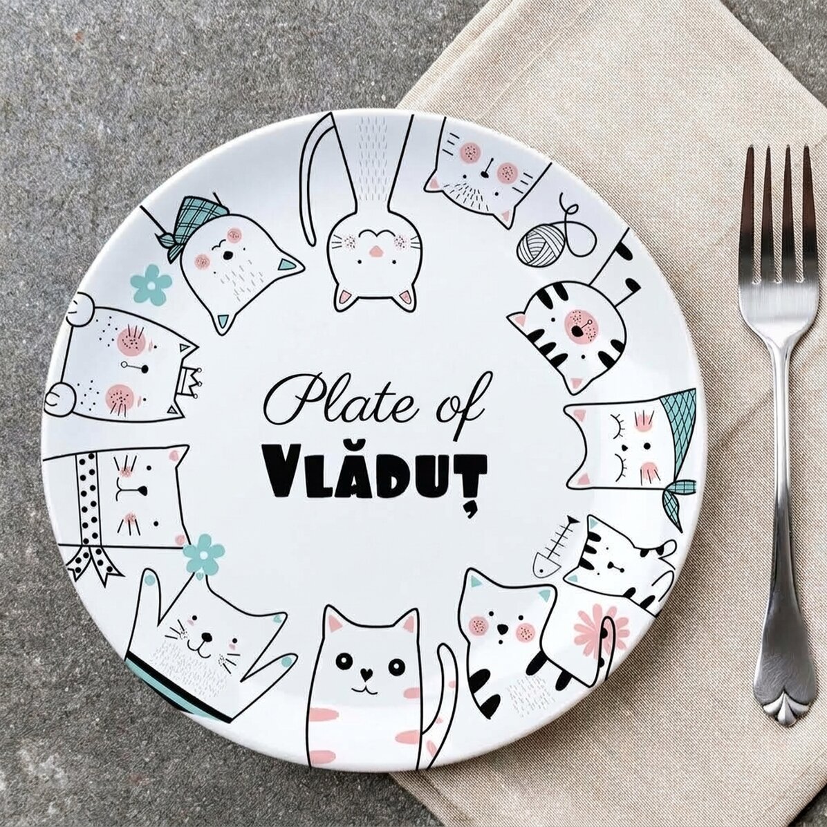 Personalised plate with text - Cartoons