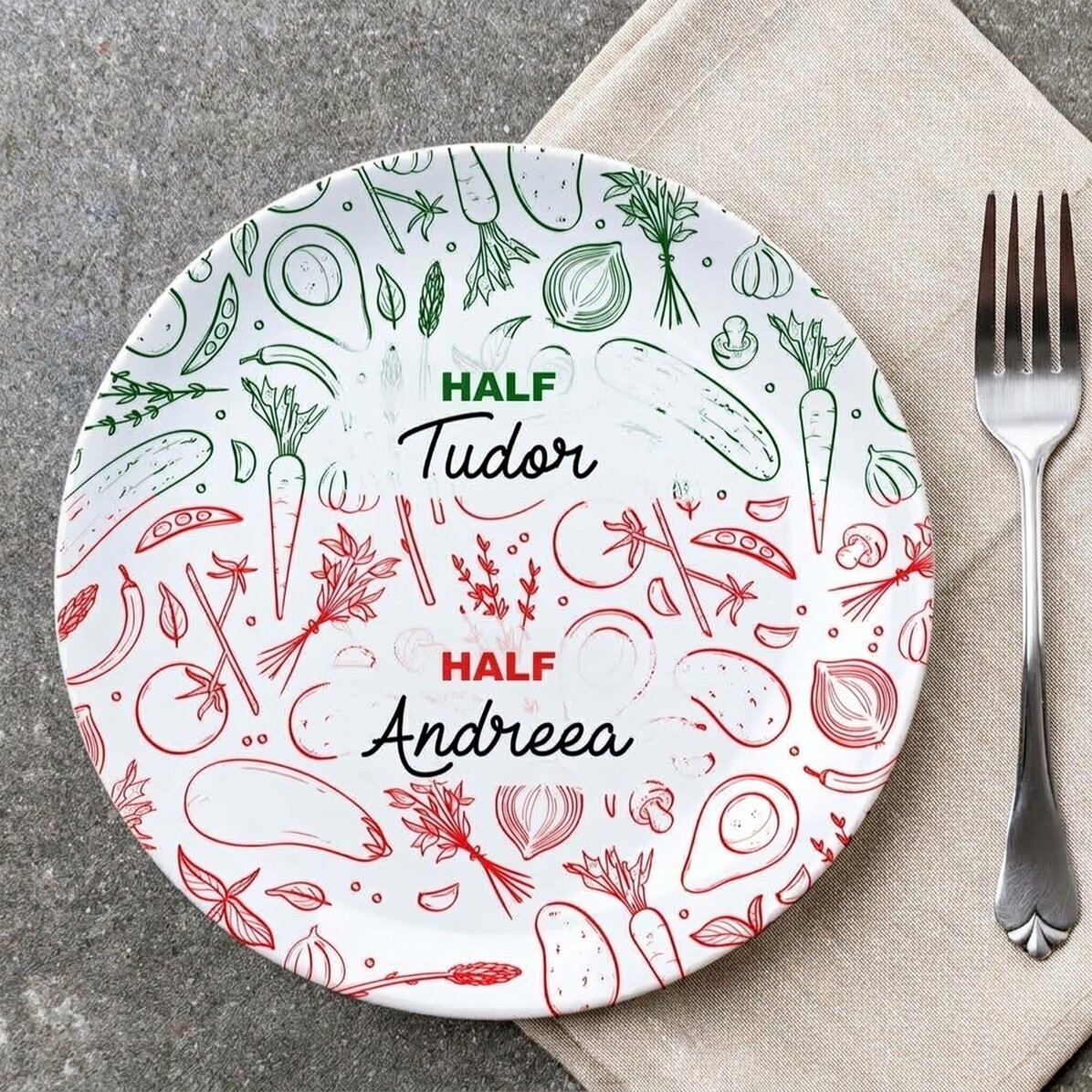 Personalised plate with text - Half